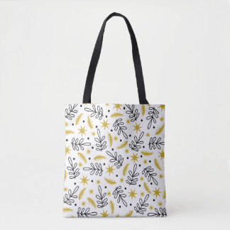 Seamless pattern with snowflakes and fir branches. tote bag