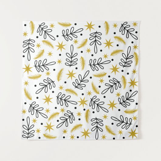 Seamless pattern with snowflakes and fir branches. wandkleed (Voorkant (horizontaal))