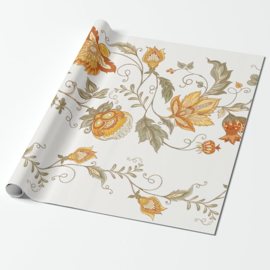 Seamless pattern with stylized ornamental flowers  cadeaupapier (Uitgerold)