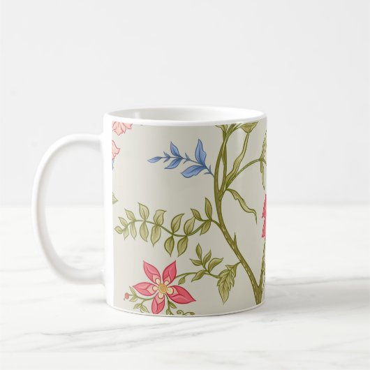 Seamless pattern with stylized ornamental flowers koffiemok (Links)