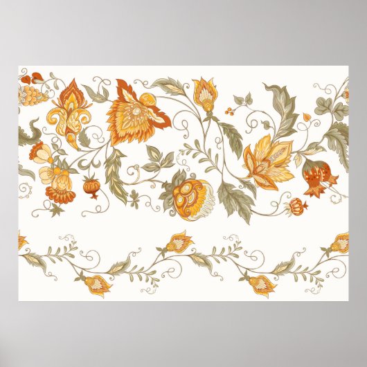 Seamless pattern with stylized ornamental flowers  poster (Voorkant)