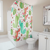 Seamless pattern with succulents. Watercolor cactu Douchegordijn (In situ)