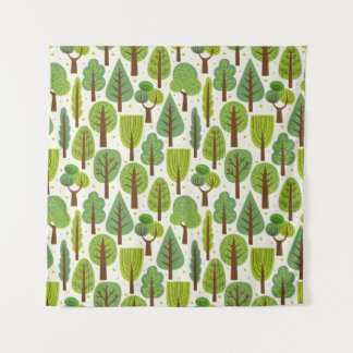 Seamless pattern with trees. Summer Wandkleed