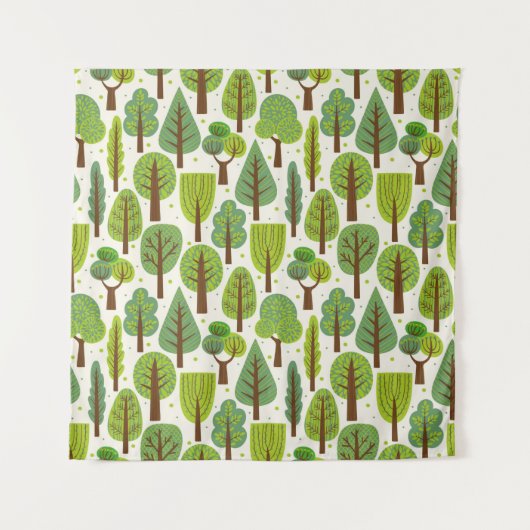 Seamless pattern with trees. Summer Wandkleed (Voorkant)