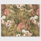 Seamless pattern with tropical leaves and flowers. cadeaupapier (Vlak)