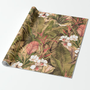 Seamless pattern with tropical leaves and flowers. cadeaupapier