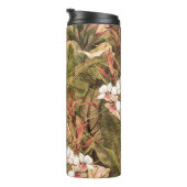 Seamless pattern with tropical leaves and flowers. thermosbeker (Geroteerd rechts)