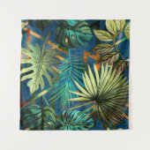 Seamless pattern with tropical leaves and geometri wandkleed (Voorkant (horizontaal))