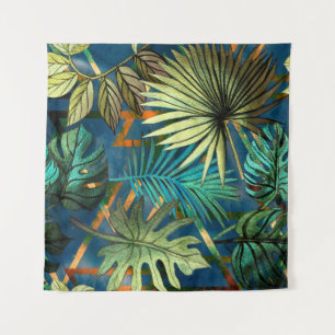 Seamless pattern with tropical leaves and geometri wandkleed