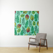 Seamless pattern with tropical leaves. Gouache art Wandkleed (In situ)
