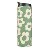 Seamless pattern with vintage vintage groovy flowe thermosbeker (Geroteerd rechts)