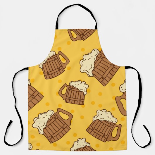 Seamless Pattern with Wooden Foam Beer Mugsbeer, p Schort (Voorkant)