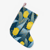Seamless pattern yellow tulips on dark blue backgr kleine kerstsok (Voorkant (Hangend))