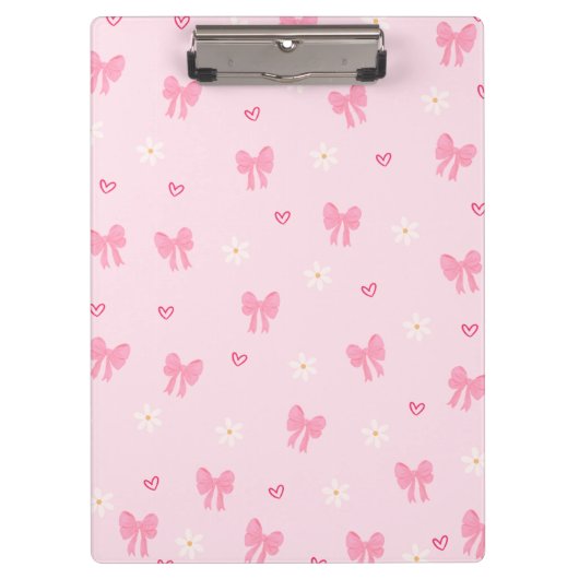 Seamless Pink Bow and Floral Pattern – Cute Girly  Klembord (Voorkant)