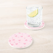 Seamless Pink Bow and Floral Pattern – Cute Girly Zandsteen Onderzetter (Zijkant)