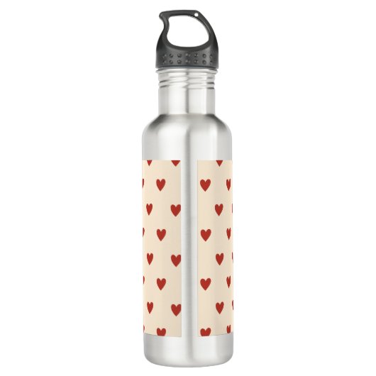 Seamless Pink Hearts Pattern Water Bottle Waterfles (Achterkant)
