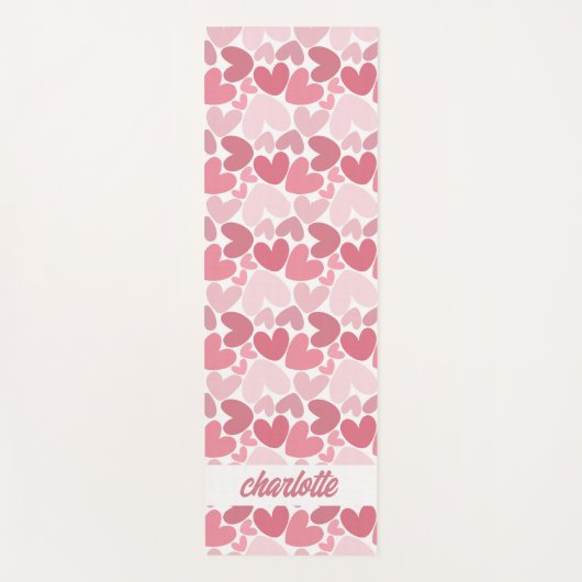 Seamless Pink Hearts Pattern Yoga Mat – Romantic  (Voorkant)