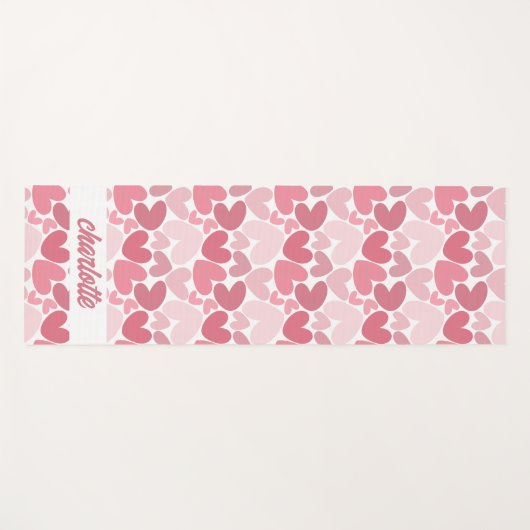 Seamless Pink Hearts Pattern Yoga Mat – Romantic (Voorkant (horizontaal))