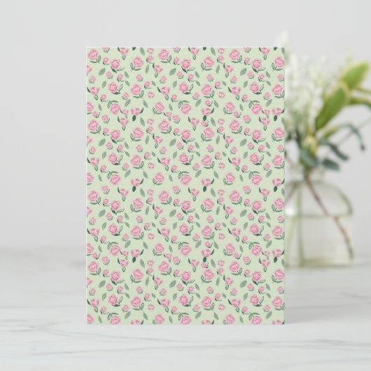 Seamless Pink Rose Watercolor Pattern Kaart (Staand voorkant)