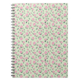 Seamless Pink Rose Watercolor Pattern Notitieboek