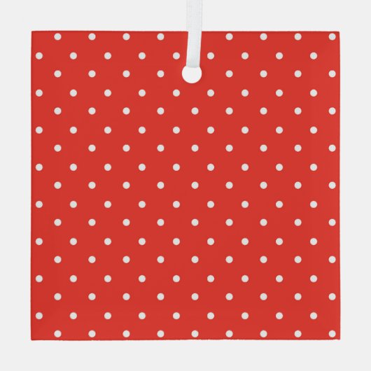Seamless red background polka dot pattern glas ornament (Achterkant)