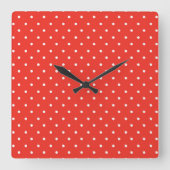 Seamless red background polka dot pattern vierkante klok (Voorkant)