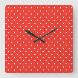 Seamless red background polka dot pattern vierkante klok