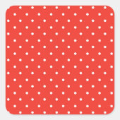 Seamless red background polka dot pattern vierkante sticker (Voorkant)