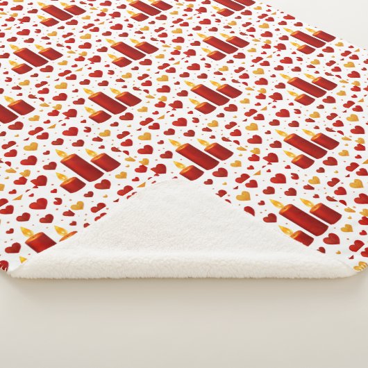 "Seamless Red & Gold Candlelight Hearts Pattern – Sherpa Deken (3/4)