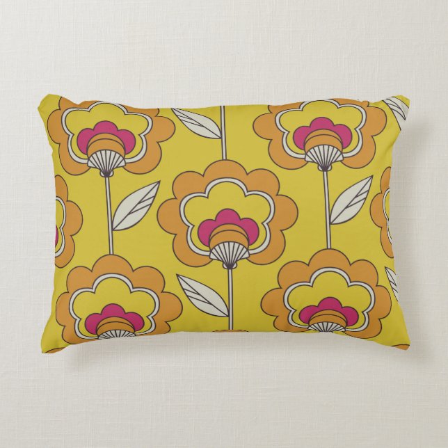 seamless retro floral pattern accent kussen (Voorkant)
