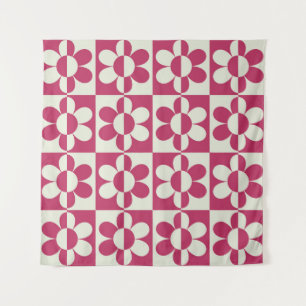 Seamless retro groovy design with vintage daisy fl wandkleed