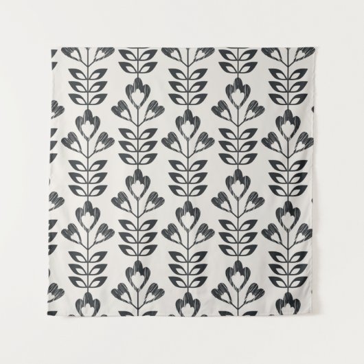 seamless retro pattern with abstract flowers and l wandkleed (Voorkant)