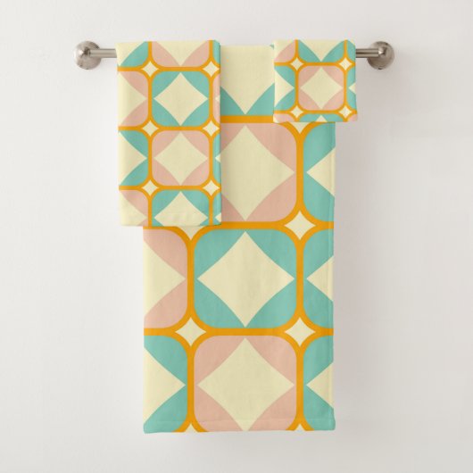 Seamless retro pattern with rounded squares bad handdoek (Insitu)