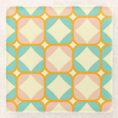 Seamless retro pattern with rounded squares glazen onderzetter (Voorkant)