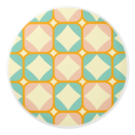 Seamless retro pattern with rounded squares keramische knop (Voorkant)