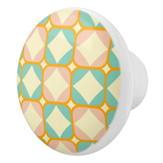 Seamless retro pattern with rounded squares keramische knop (Rechts)