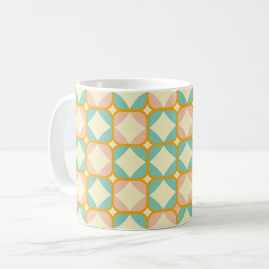 Seamless retro pattern with rounded squares koffiemok (Voorkant links)