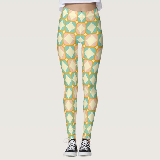 Seamless retro pattern with rounded squares leggings (Voorkant)