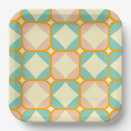 Seamless retro pattern with rounded squares papieren bordje
