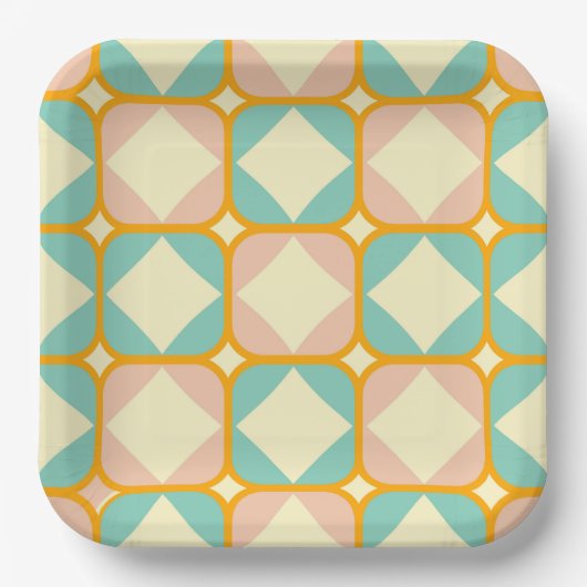 Seamless retro pattern with rounded squares papieren bordje (Voorkant)