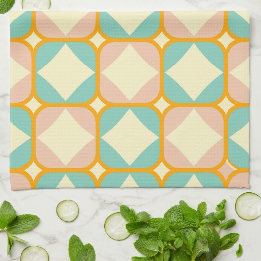 Seamless retro pattern with rounded squares theedoek (Gevouwen)