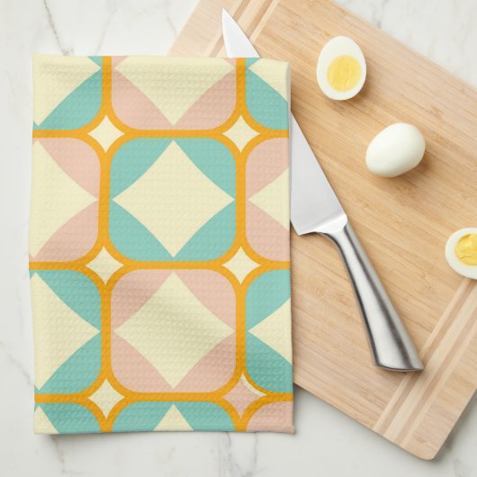 Seamless retro pattern with rounded squares theedoek (Quarter Fold)