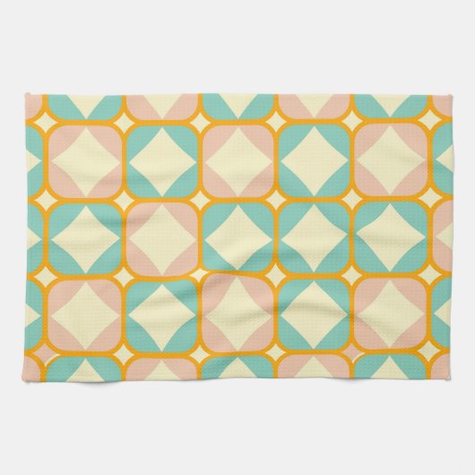 Seamless retro pattern with rounded squares theedoek (Horizontaal)