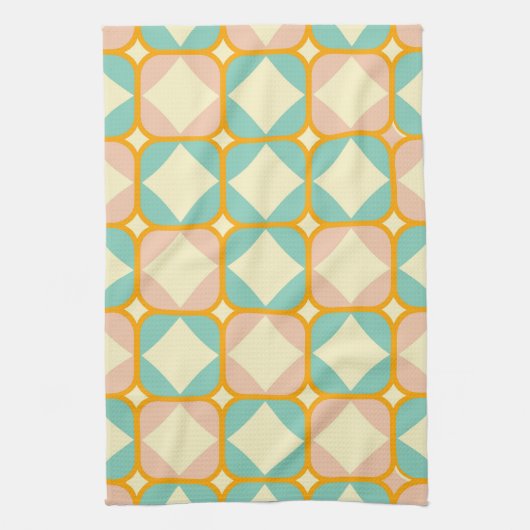 Seamless retro pattern with rounded squares theedoek (Verticaal)