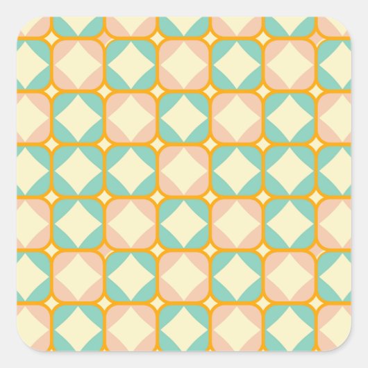 Seamless retro pattern with rounded squares vierkante sticker (Voorkant)