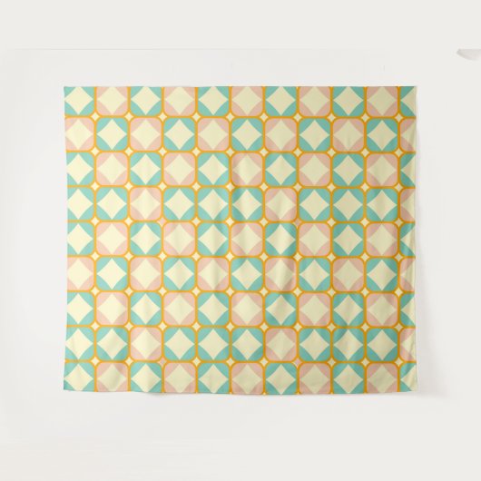 Seamless retro pattern with rounded squares wandkleed (Voorkant (horizontaal))