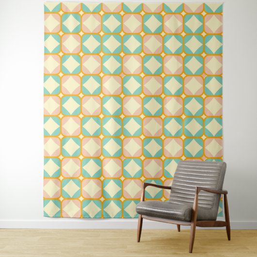 Seamless retro pattern with rounded squares wandkleed (In situ)