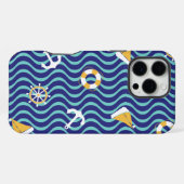 Seamless Royal Blue Nautical Pattern iPhone Hoesje (Achterkant horizontaal)