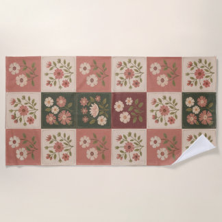 Seamless Rustic Floral Patchwork Strandlaken
