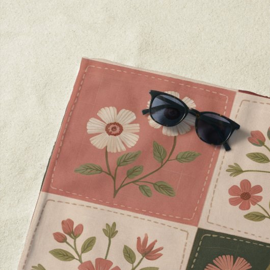 Seamless Rustic Floral Patchwork Strandlaken (In situ)